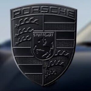 New Black Aluminum Sticker PORSCHE  Emblem Macan Panamera Cayenne 1.58x1.10 inch